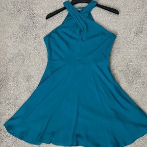 Teal Criss Cross Express Skater Dress, Size 10